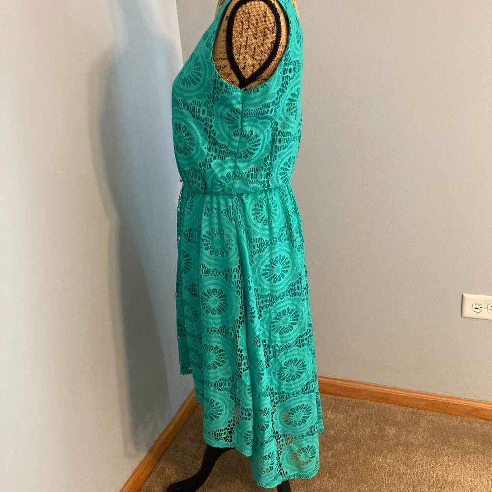 AUW Turquoise Lace Asymmetrical Dress NWOT Women Size Medium - Picture 5 of 15